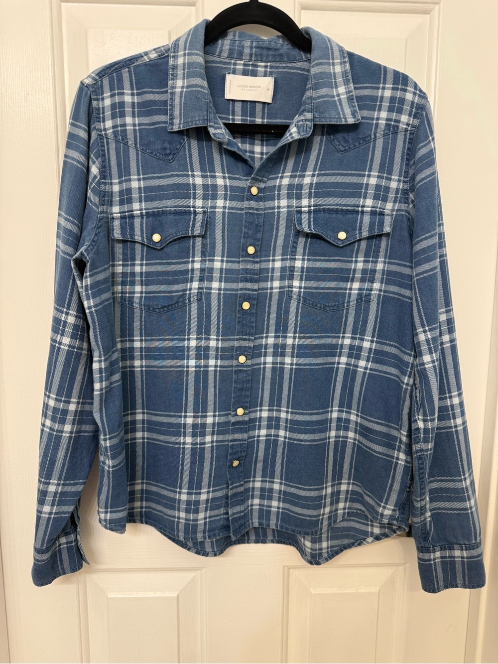 Lucky Brand Blue & White Plaid Button-Down Shirt